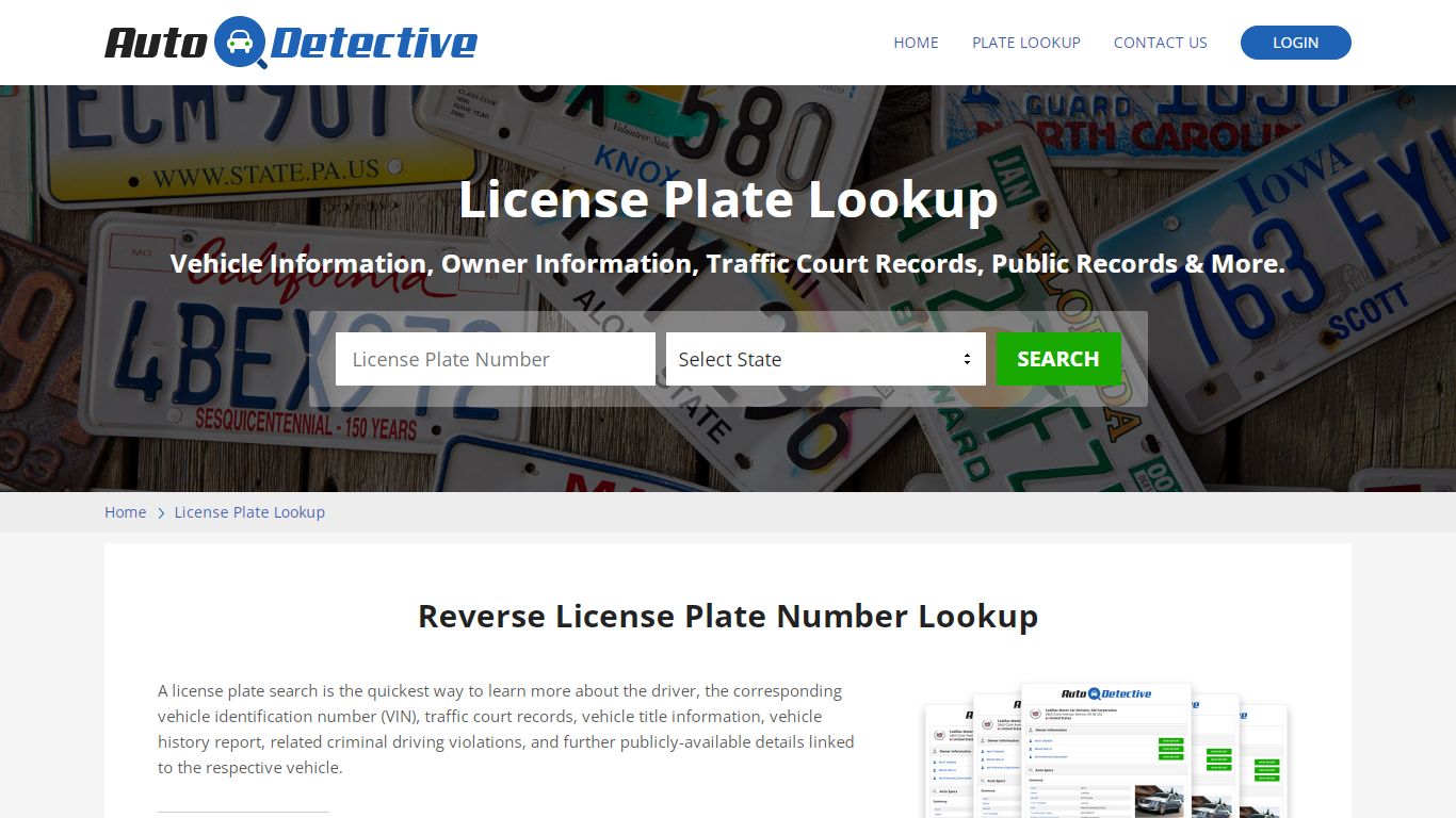 License Plate Lookup - Free Plate Owner Search - AutoDetective